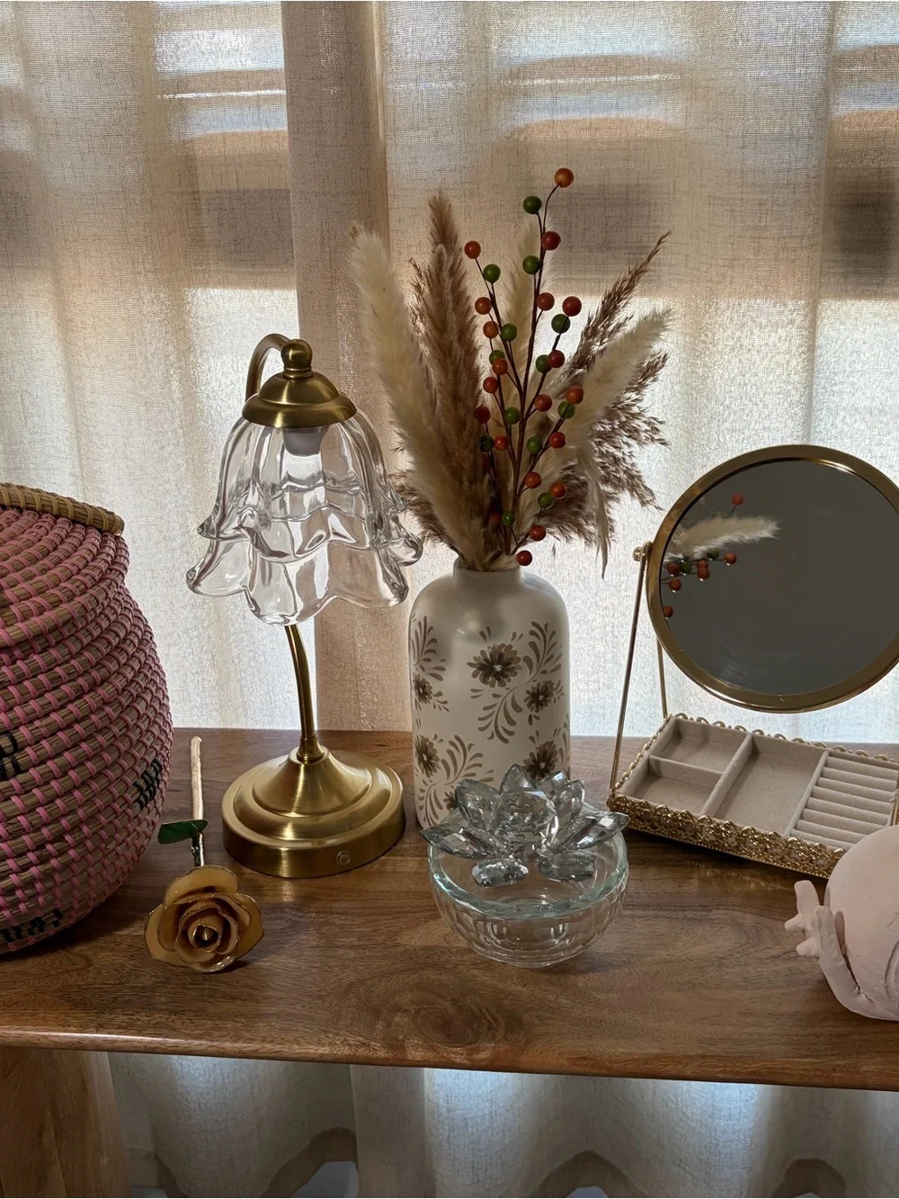 Handwoven Pink Wicker Storage Basket - Stylish Home Accent